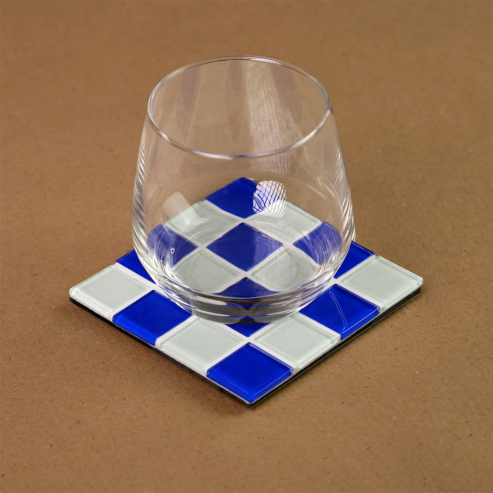 Glasmosaik Untersetzer - blue