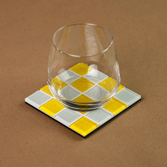 Glasmosaik Untersetzer - yellow